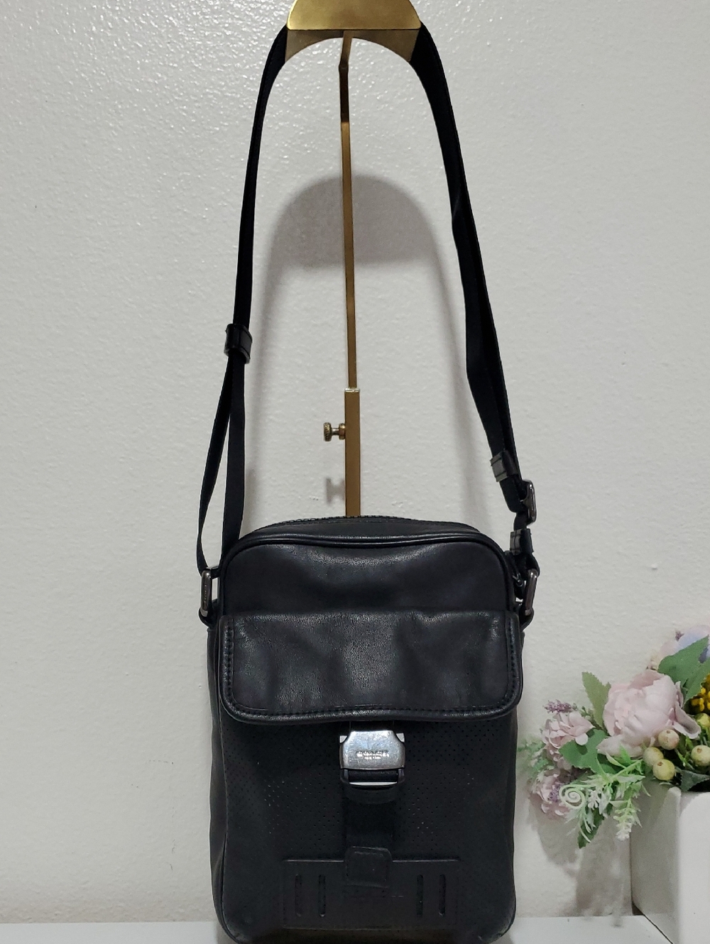 Rare Coach Ranger Shoulder/Crossbody Black Leather Unisex Bag - Picture 6 of 15